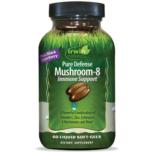 [BRSWGAQ3BEGWGA3J] Irwin Naturals Pure Defense Mushroom-8 Immune Support – 60 Liquid Soft-Gels – Full-Spectrum Mushroom Formula
