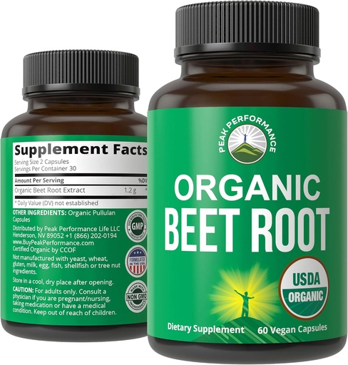 [BRSWYZIKBAGWOFIV] USDA Beet Root Vegan kapsula organikoak. Beets Juice Powder Super Food Pills 1200 mg. Polifenolen laguntza gehigarria emakumeentzat eta gizonentzat