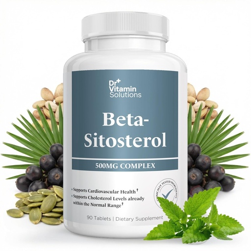 [BRSRGBQROUDQ42AY] Beta-Sitosterol 500 mg Complex – Plant Sterols & Stanols Supplement with Campesterol, Stigmasterol & Sitostanol – Cardiovascular & Cholesterol Health Support, Clinically Tested, 90 Tablets