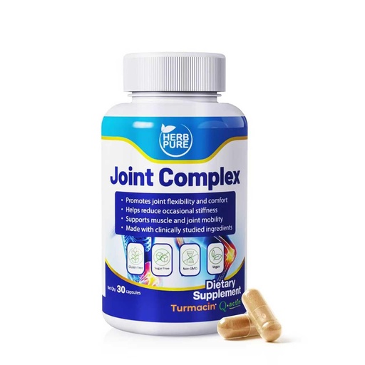 [BRSREGQCC4IGECQV] Joint Complex Turmeric Supplement, Turmacin® Turmeric Root Extract 500mg & Q-Actin® Cucumber Enzyme 20mg, Daily Joint Health Support, Suitable for Sensitive Users, Non-GMO, Gluten Free, 30 Capsules