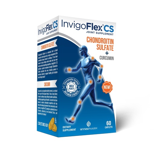 [BRSWGZTYBUHGAYA6] INVIGOFLEX® CS - Chondroitin Sulfate with Turmeric Curcumin Non GMO for Knee, Hand, Back & Hip Premium Joint Supplement