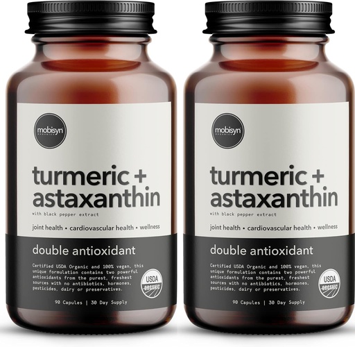 [BRSREAD3BB4GGDTL] Organic Astaxanthin 12mg Plus Turmeric 1500mg, Black Pepper Extract, High Absorption, Eye, Heart, Skin, Joint, Vegan, Gluten-Free, Non-GMO, Double Antioxidant, Turmeric Curcumin Supplement, 60-Days