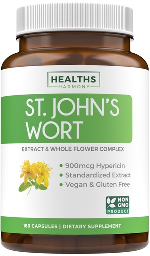 [BRSROAYBBBYAKFI2] St John's Wort Capsules - Powerful & Potent Saint John's Wort Extract & Whole Herb Complex Standardized to 900mcg Hypericin for Balancing Daily Mood Support - Vegan Non-GMO & Lab Verified (180 Caps)