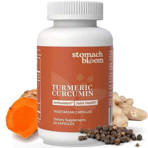 [BRSREGT5AUHQO2TD] Turmeric Curcumin with Ginger, Boswellia & Black Pepper | 100% Bioavailable, Patented Micronized Turmeric, Enhanced Absorption | Gut + Joint Support Supplement, 60 Count