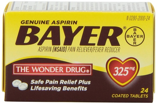 [BRSWIZT5CF4BYADE] Genuine Bayer Aspirin 325mg Tablets, 24-Count (Pack of 2)
