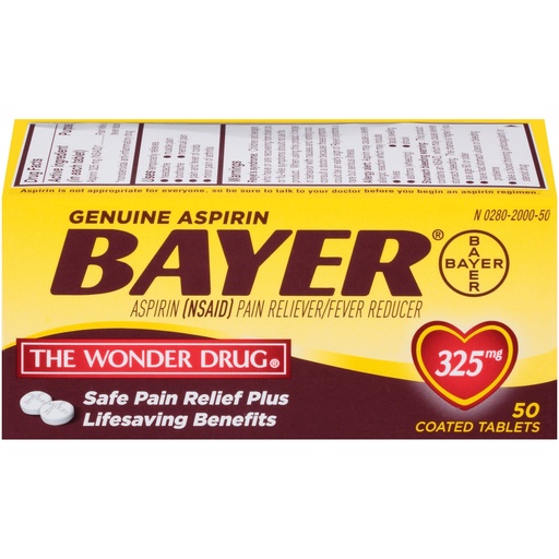 [BRSWIF37BZ6RKA3C] Bayer Genuine Aspirin Tablets, 325 mg, 50 Count (Pack of 1)