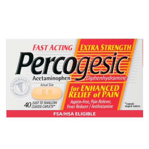[BRSWIYQOAQBRO2LA] Percogesic Extra Strength Pain Relief | Aspirin Free Dual Action Relief | 40 Coated Caplets