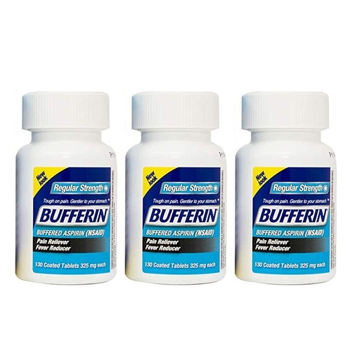 [BRSWIFARDICA2HD6] Bufferin Buffered Aspirin (NSAID) Coated Tablets Pain Reliever/Fever Reducer 130 ea (Pack of 3)