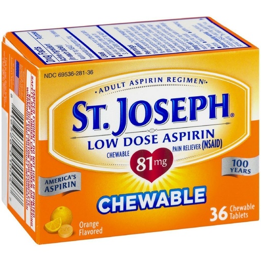 [BRSWIGYOOMIWKFDM] St. Joseph Orange Chewable 81mg Aspirin, 36 Tablets (Pack of 6)