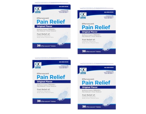 [BRSWIYYPOMMAGCA5] Quality Choice Effervescent Pain Relief, Original Flavor, Buffered Aspirin (NSAID) Pain Reliever and Fever Reducer, 36 Count (Pack of 4)