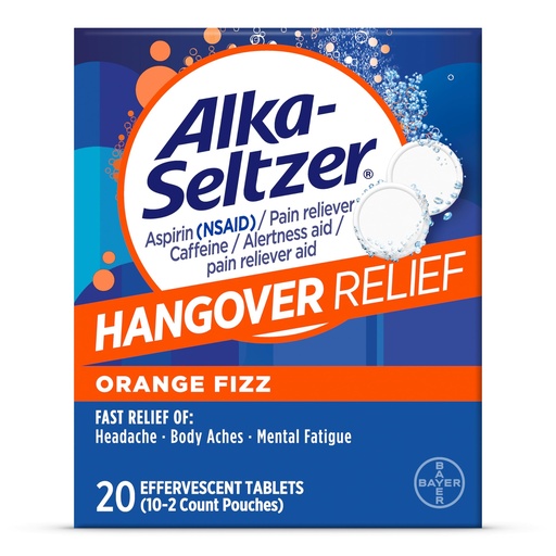 [BRSW2AQ7CN6B6FDH] Alka-Seltzer Hangover Relief Effervescent Tablets Formulated for Fast Relief of Headaches, Body Aches and Mental Fatigue, 20CT