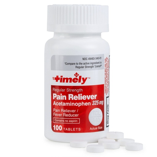 [BRSW2YYQAEBWGF36] Timely - Regular Strength Pain Relief - Acetaminophen Tablet 325 MG 100 Count - Menstrual Cramps - Common Cold - Minor Pain of Arthritis - Muscular Aches