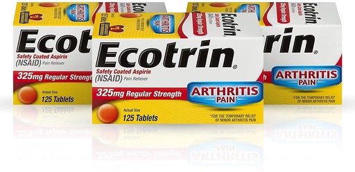 [BRSWKHQTAFYBUCA4] Ecotrin Safety Coated Tablets 325 Mg Regular Strength, 125 Count - Buy Packs and Save (Pack of 3)