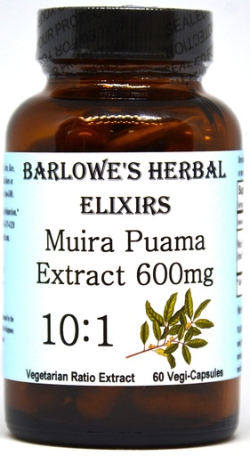 [BRSWIHD4OMBAKAD2] Barlowe's Herbal Elixirs Muira Puama 10:1 Extract | 600mg Per Capsule | Traditional Male Vitality Supplement | 60 Vegan Capsules | Stearate-Free, Non-GMO, Packaged in Glass Bottle