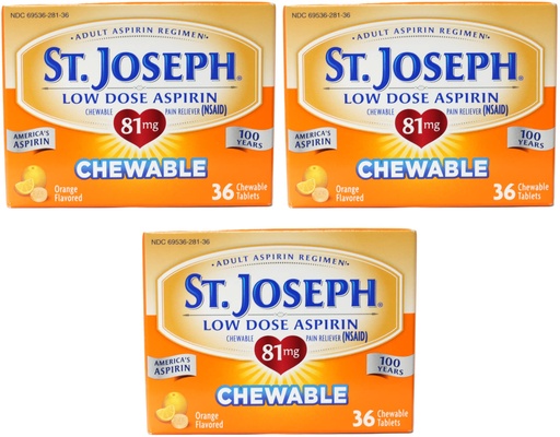 [BRSWKHALBECG2G3G] St. Joseph St. Joseph Aspirin Chewable Orange, Orange 36 tabs 81 mg(Pack of 3) by St. Joseph