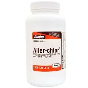 [BRSWKEY7BACAYFLA] 1000 CT RUGBY ALLER-CHLOR 4 HOUR CHLORPHENIRAMINE MALEATE 4MG ANTIHISTAMINE *COMPARE TO CHLOR-TRIMETON ALLERGY TABLETS AND SAVE* by Chlor-Trimeton