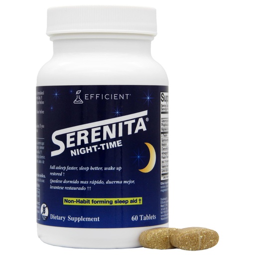 [BRSRGYA5OIFAEFYV] Serenita Night-Time Sleep Aid, Melatonin & Herbal Blend, Non-Habit Forming for Restful Sleep & Relaxation, 60 Tablets, Pack of 1