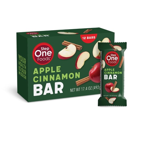 [BRSROYYKBYPGYE3X] Step One Foods Apple Cinnamon Bars, Heart Healthy Snack Plant Sterols, Omega 3's and Dietary Fiber Gluten Free, Non-GMO, Vegan, Fruit and Nut Granola Bars (12 Pack)