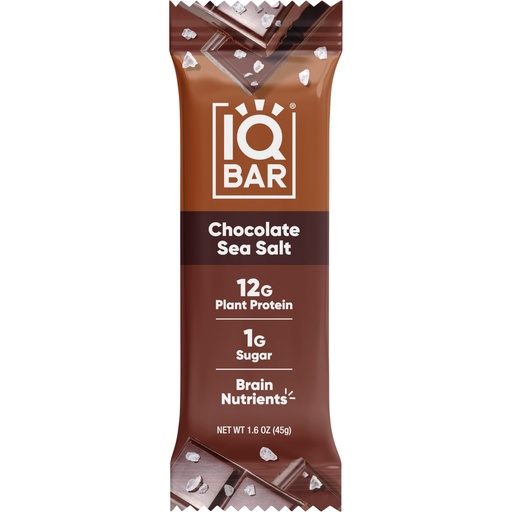 [BRSWYEL2B4IWMGQ4] IQBAR Brain and Body Keto Protein Bar - Chocolate Sea Salt Keto Bar - Energy Bar - Low Carb Protein Bar - High Fiber Vegan Bar and Low Sugar Meal Replacement Bar - Vegan Snack,1.6 Ounces