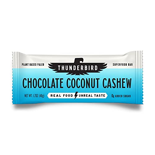 [BRSRMBAYBYOWMCDZ] Thunderbird Bars Energy Snack, Gluten-Free with Protein, Healthy Real Food, Vegan Paleo Non-GMO, No Added Sugar, Chocolate Coconut Cashew (6 Count, 1.7 oz. Bars)