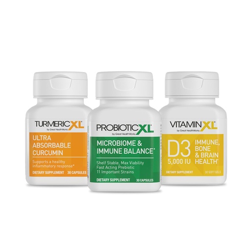 [BRSWYAABOIAQOC3D] TrioXL - 3 Powerful Supplements That Promote a Strong Immune System, Includes TumericXL, VitaminXL D3 & ProbioticXL, Gluten-Free Immune Booster, 3-30 Count