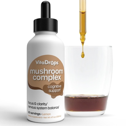 [BRSREH34BAGW2ELV] Windmill VitaDrops Mushroom Complex Tincture, Herbal Liquid Drops Supplement, Lion's Mane, Reishi Mushroom, Shiitake Mushrooms, Lemon Flavor, 60 Servings, 4 Fl Oz