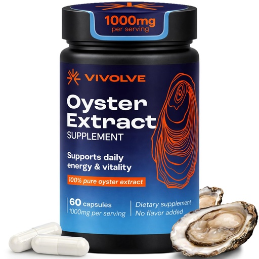 [BRSRGBI3CMCQO3LB] Oyster Extract Capsules, Oyster Supplement for Energy, Focus & Vitality, Oyster Pills, 1000mg Per Serving, Natural Zinc Source for Men & for Woman, 60 Capsules, 30 Day Supply
