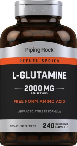 [BRSWIFDQAYIA2ED4] Piping Rock L Glutamine Powder Capsules | 2000 mg | 240 Pills | Supplement for Women & Men | Free Form Amino Acid | Non-GMO, Gluten Free
