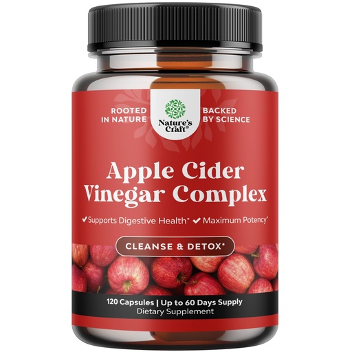 [BRSRMFTQOQFW2D3B] Cleansing Apple Cider Vinegar Capsules - ACV Cleanse and Detox Pills for Gut and Digestive Health with Slimming Cayenne - Extra Strength ACV Capsules for Gut Cleanse and Full Body Detox - 120 Count