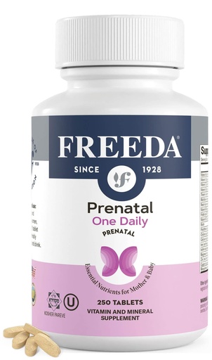 [BRSWIYI3AIOGGFQZ] FREEDA Prenatal Vitamin - Kosher Prenatals - Prenatal Vitamins with Iron, Prenatal Folic Acid, Choline, Vitamin D - One Daily Pre Natal Multivitamin Support for Pregnant & Lactating Women (250)