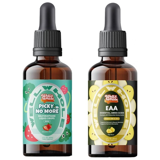 [BRSREHYCOEAWA233] Well&Whole Sulforaphane Supplement Liquid Drops for Kids and Essential Amino Acid (EAA) Liquid