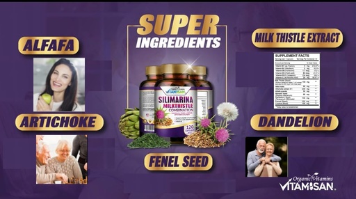 [BRSROA36PIBAAHL7] VITAMISAN Milk Thistle silimarina with Dandelion, Fennel. Licorice, Artichoke Alfalfa Detox & Cleansing Formula Support Liver 120 Capsules