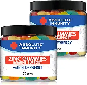 [BRSWYEIBBYFBAEQ2] Absolute Immunity- ZINC and Elderberry Gummies - Immune System Health - Adults and Kids 30ct. 2 Pack