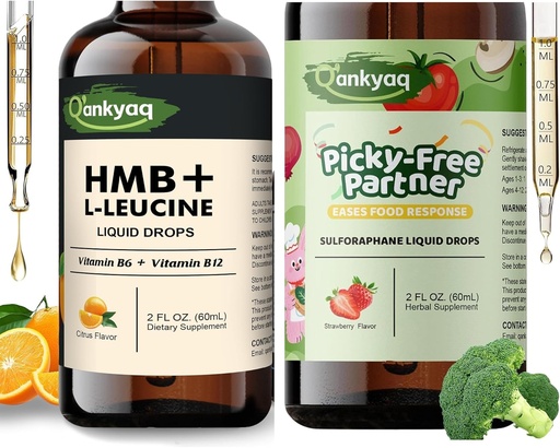 [BRSRGZIPA57WMC36] Leucine HMB Liquid Supplements, Sugar Free HMB L-Leucine Liquid Drops for Adults Seniors, Kids Sulforaphane Supplement, Broccoli Sprout Extract Liquid, Kids Appetite Booster (1+yrs), Vegetable Liquid