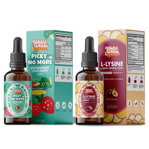 [BRSREGTYDF6AAFLB] Well&Whole L-Lysine Supplement Liquid Drops and Sulforaphane Supplement from Broccoli Sprouts