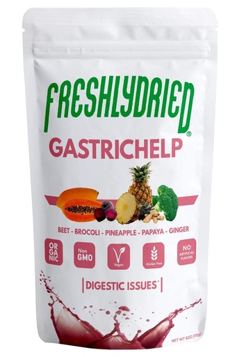[BRSWGHQPBZ7WCYL6] Freshlydried GastricHelp Powder - Great Ingredients for a High Fiber Healing Smoothie Like Beet, Ginger, Broccoli, Papaya, Pineapple - Vegan Friendly - 17 Servings - 6 Ounces