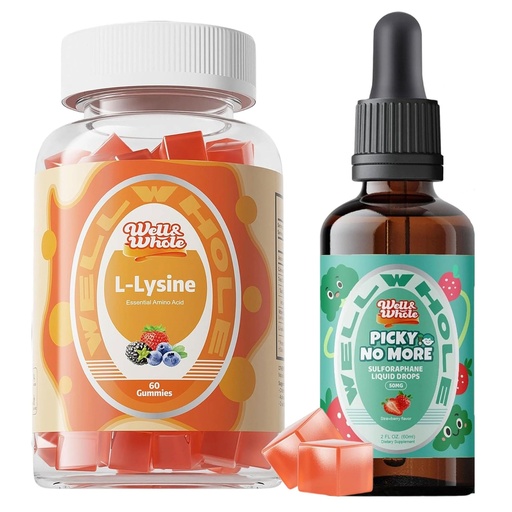 [BRSREHYCO4NB6ETV] Well&Whole L-Lysine Gummies 1000mg and Sulforaphane Supplement from Broccoli Sprouts for Kids
