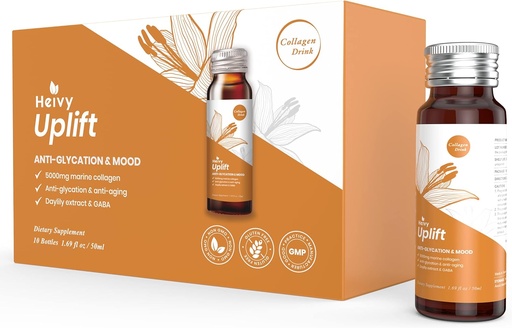 [BRSRMYL5CQFGMELV] Heivy Liquid Collagen Supplement, Collagen Drink, Collagen Peptides, Age-Defying and Brighten up Your Day, Ageless Beauty, Hydrolyzed Collagen, with CoQ10, 1.69 fl.oz./Bottle (1 Box,10 Bottles)