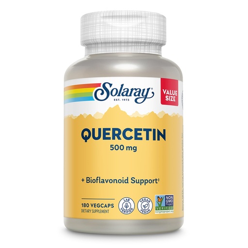 [BRSREEI6AAAQEDYY] SOLARAY Quercetin 500mg Capsules - Antioxidants Supplement - Bioflavonoid and Antioxidant Support for Overall Health and Wellness - Non-GMO, Vegan, Lab Verified, 60-Day Guarantee, 180 Servings