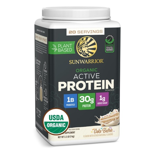 [BRSROGIKOIARM33P] Sunwarrior Organic Plant Based Protein Powder | Vegan Organic Protein Powder with BCAA Amino Acids Plus Recovery Minerals & Botanicals | Non-GMO Soy Dairy & Gluten Free (Cake Batter, 20 Servings)
