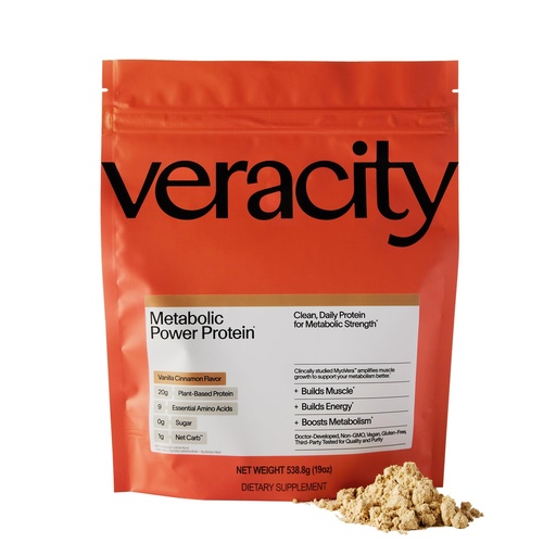 [BRSRGFALO4CRM332] Veracity Plant-Based Protein Powder - Vanilla Cinnamon - MyoVera for Smarter Protein Utilization - Organic, Sugar Free Protein for Metabolic Health - 15 Servings (20g Protein/Serving)