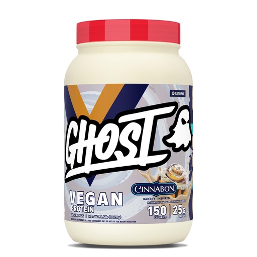 [BRSRGGD2OV7BQEYU] GHOST Vegan V2 Protein Powder, Cinnabon – 2.5LB Tub, 25G of Protein - Plant-Based Pea & Organic Pumpkin Blend Protein with Fiber & Iron ­- Flavored Post Workout Shakes - Soy & Gluten Free