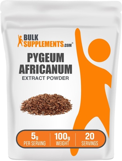 [BRSWGEL2OEMWAEIV] BulkSupplements.com Pygeum Africanum Extract Powder - from Pygeum Bark, Nutritional Supplement - Gluten Free - 5g per Serving, 100g (3.5 oz) (Pack of 1)
