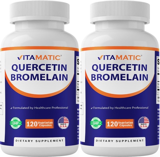 [BRSREEA2BZ6RU23V] Vitamatic Quercetin with Bromelain – 120 Vegetarian Capsules - 2 Pack