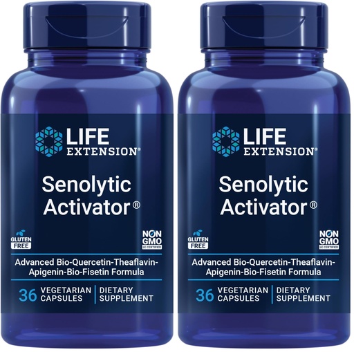 [BRSRGGQNAACQO3DF] Life Extension Senolytic Activator®*,Healthy Aging,Cellular Health Support,bioavailable quercetin and Fisetin,apigenin,Black Tea theaflavins,Gluten Free,Non-GMO,Vegetarian,36 Capsules,(Pack of 2)