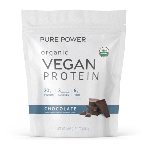 [BRSREH3QCJ6QMYLL] Dr. Mercola Pure Power Organic Vegan Protein - Chocolate, 19 oz, 15 Servings, Certified USDA Organic, Non-GMO