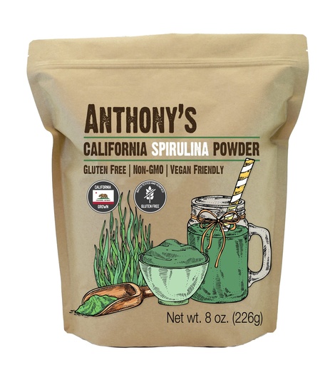 [BRSWG2TQOUMBQ2T2] Anthony's California Spirulina Powder, 8 oz, Product of USA, Gluten Free, Non GMO