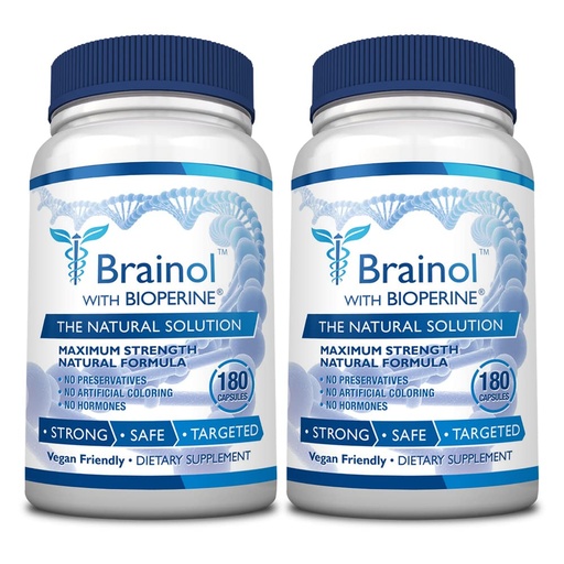 [BRSRMCANB4HRMCL3] Brainol - The Smartest Choice For A Brain Boosting Nootropic - Enhance Mental Performance, Focus and Clarity - With DMAE, Huperzine A, BioPerine - Vegan-Friendly - 360 Capsules - 6 Month Supply
