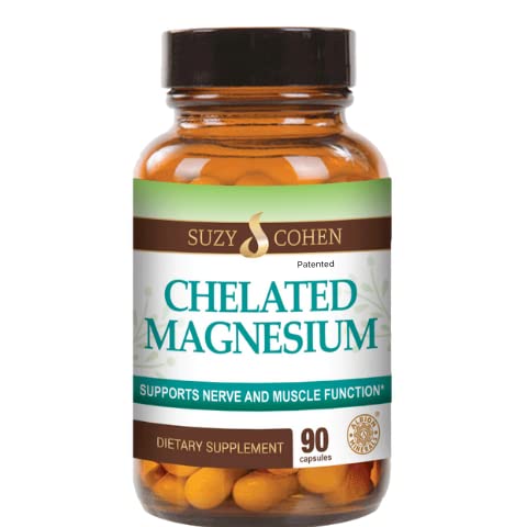 [BRSWGEIFAB7GEEY7] Chelated Magnesium Capsules 45 Servings - Supports Nerve and Muscle Function - 90 Capsules - by Suzy Cohen, RPh