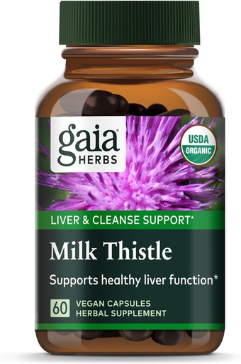 [BRSWIYL7C4ARUF3I] Gaia Yrtit Milk Thistle - Liver Supplement & Cleanse Tuki auttaa pitämään terve maksan toiminta* - 60 Vegaani kapselit (20 päivän toimitus)